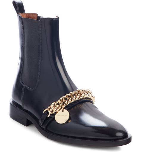 Shop Givenchy Chain Leather Chelsea Boots 